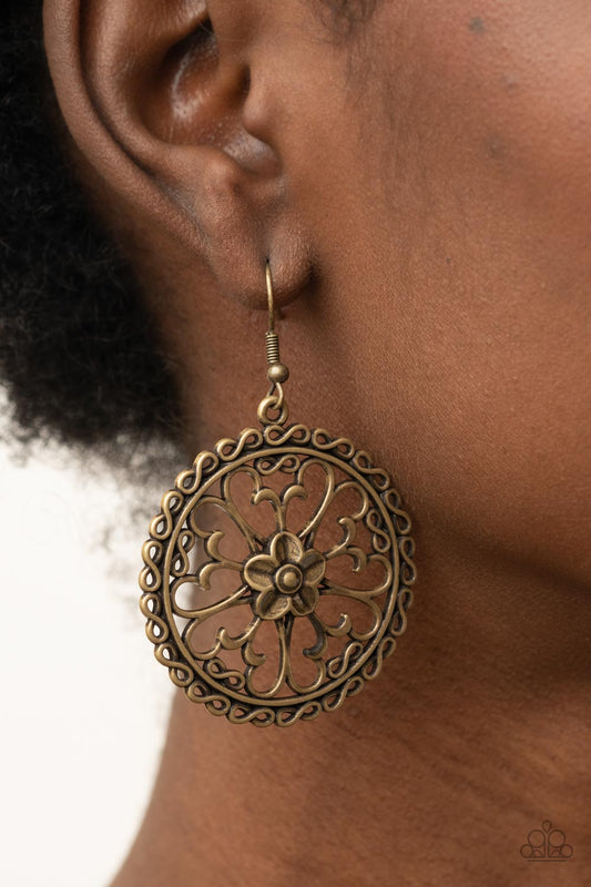 Floral Fortunes - brass - Paparazzi earrings
