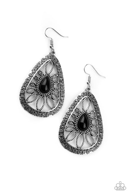 Floral Frill - black - Paparazzi earrings