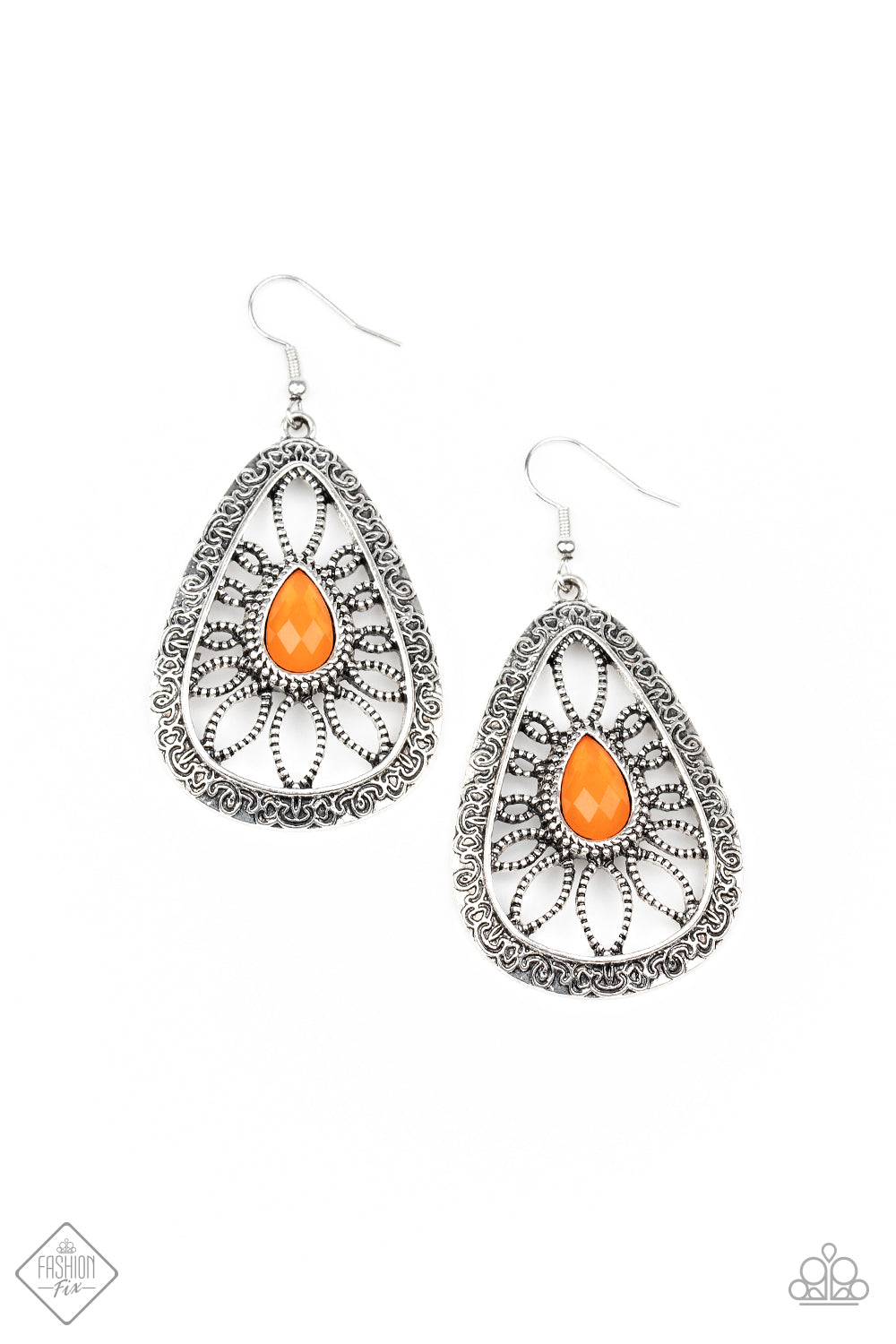 Floral Frill - orange - Paparazzi earrings