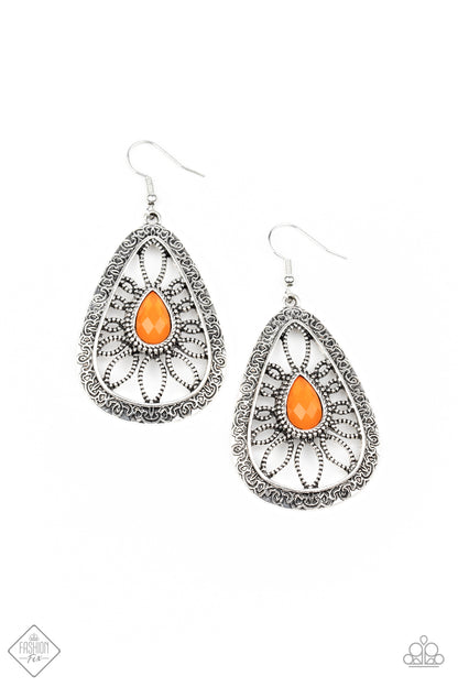 Floral Frill - orange - Paparazzi earrings