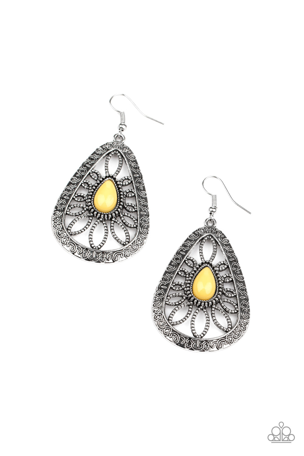 Floral Frill - yellow - Paparazzi earrings