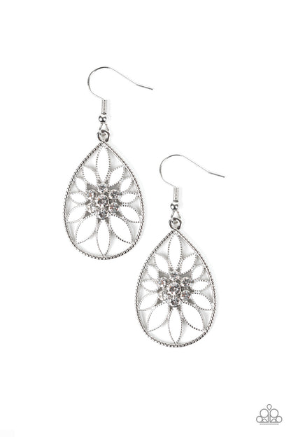 Floral Morals - white - Paparazzi earrings