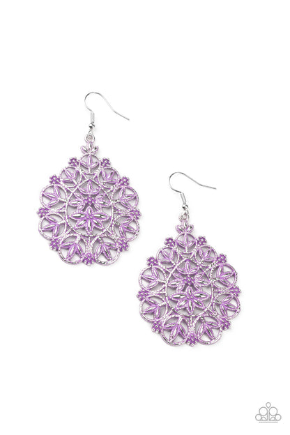 Floral Affair - purple - Paparazzi earrings