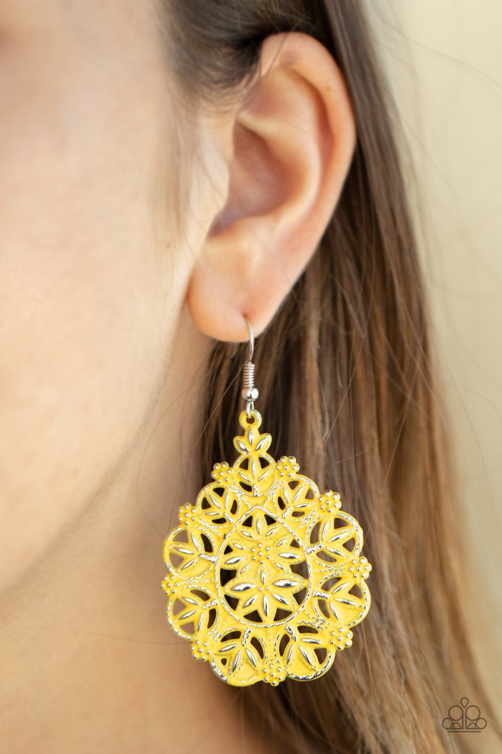 Floral Affair-yellow-Paparazzi earrings