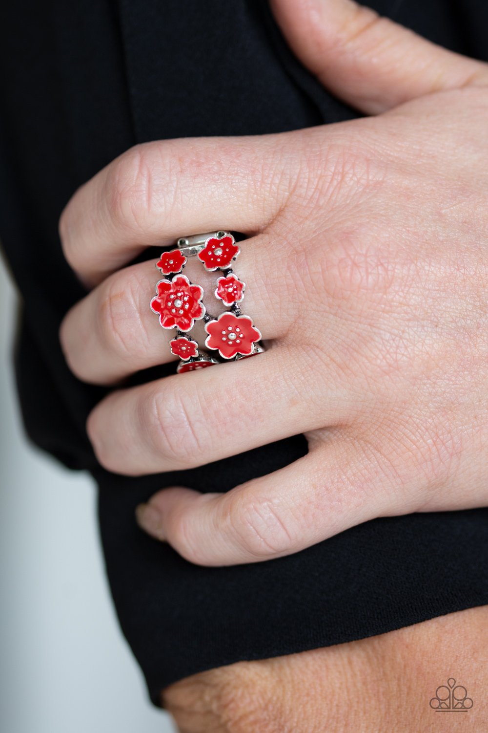 Floral Crowns-red-Paparazzi ring