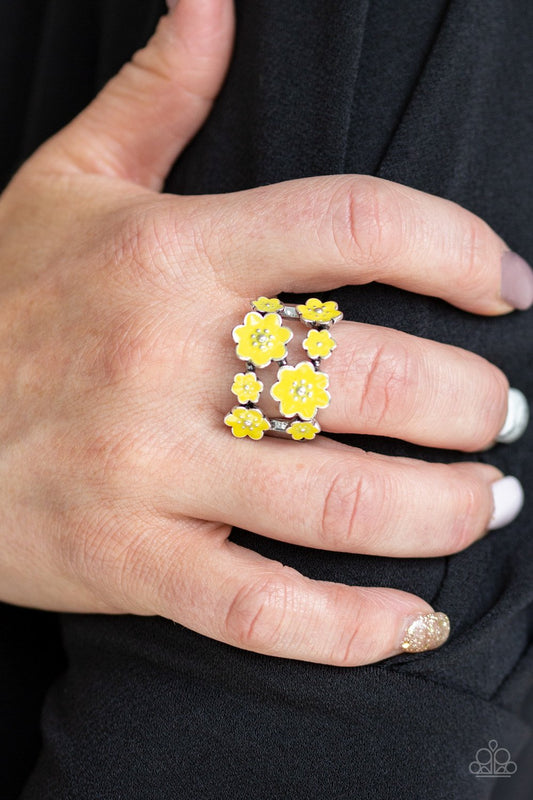 Floral Crowns-yellow-Paparazzi ring
