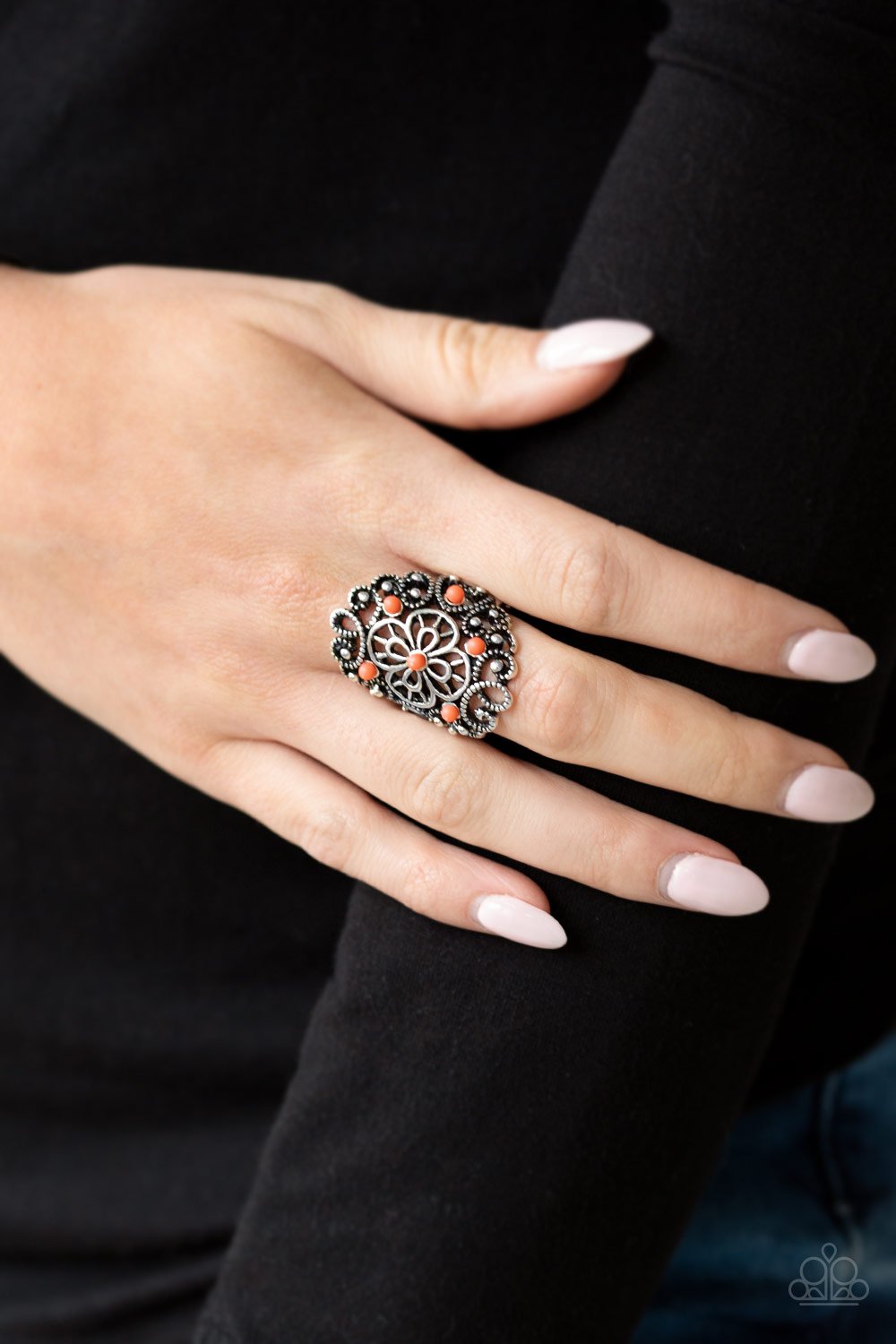 Floral Fancies-orange-Paparazzi ring