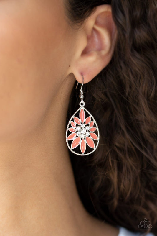 Floral Morals-orange-Paparazzi earrings
