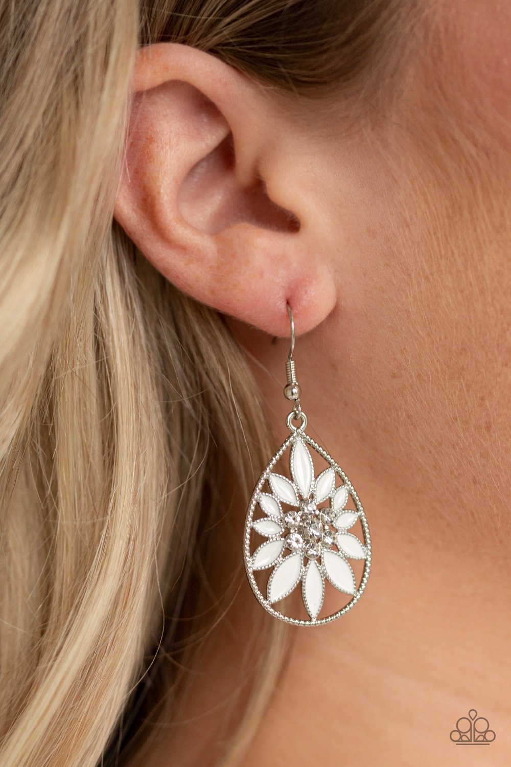 Floral Morals-white-Paparazzi earrings