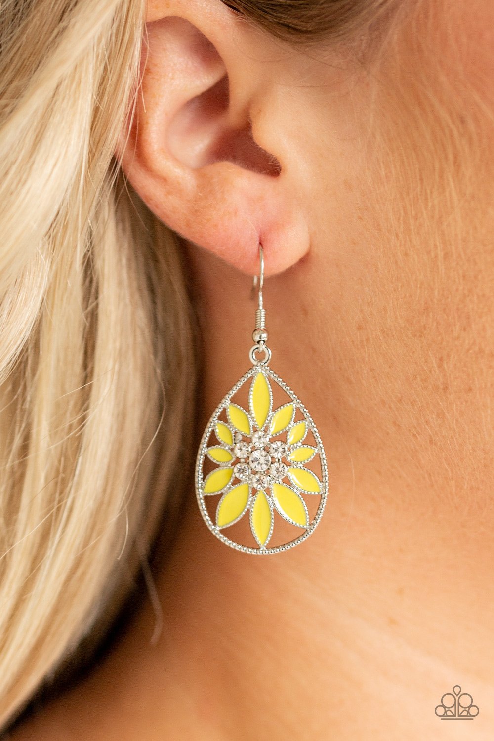 Floral Morals-yellow-Paparazzi earrings