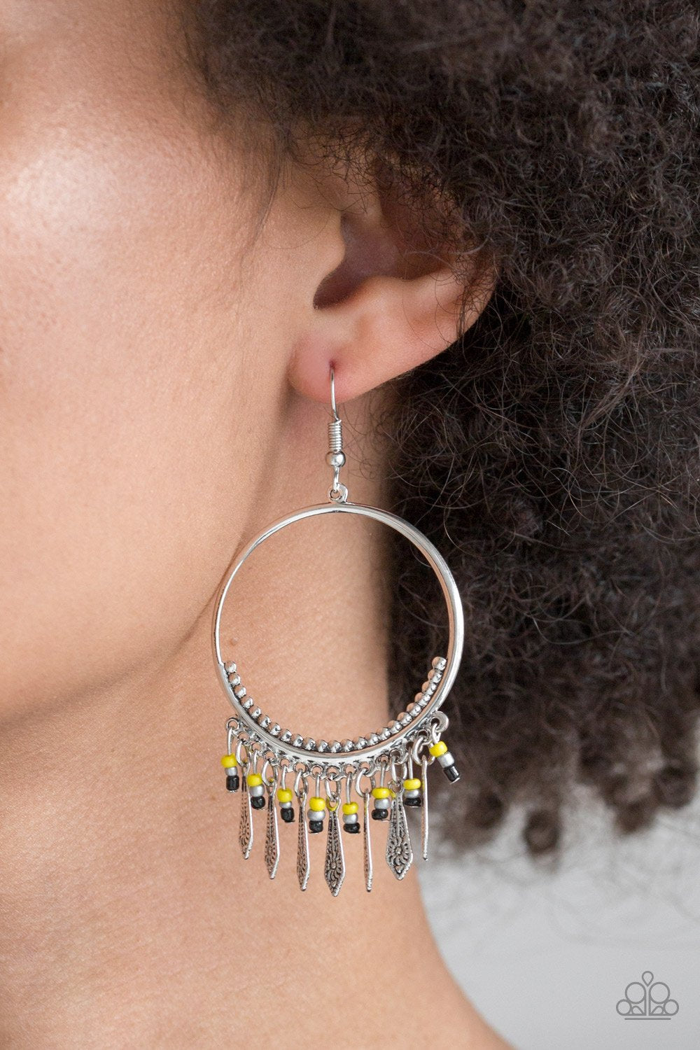 Floral Serenity-yellow-Paparazzi earrings