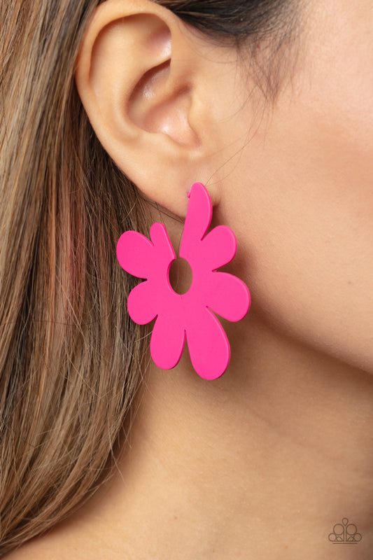 Flower Power Fantasy - pink - Paparazzi earrings