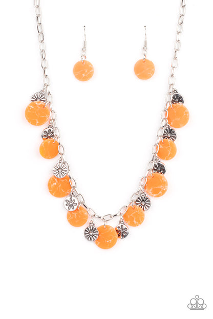 Flower Powered - orange - Paparazzi necklace