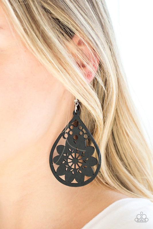 Flower Power - black - Paparazzi earrings