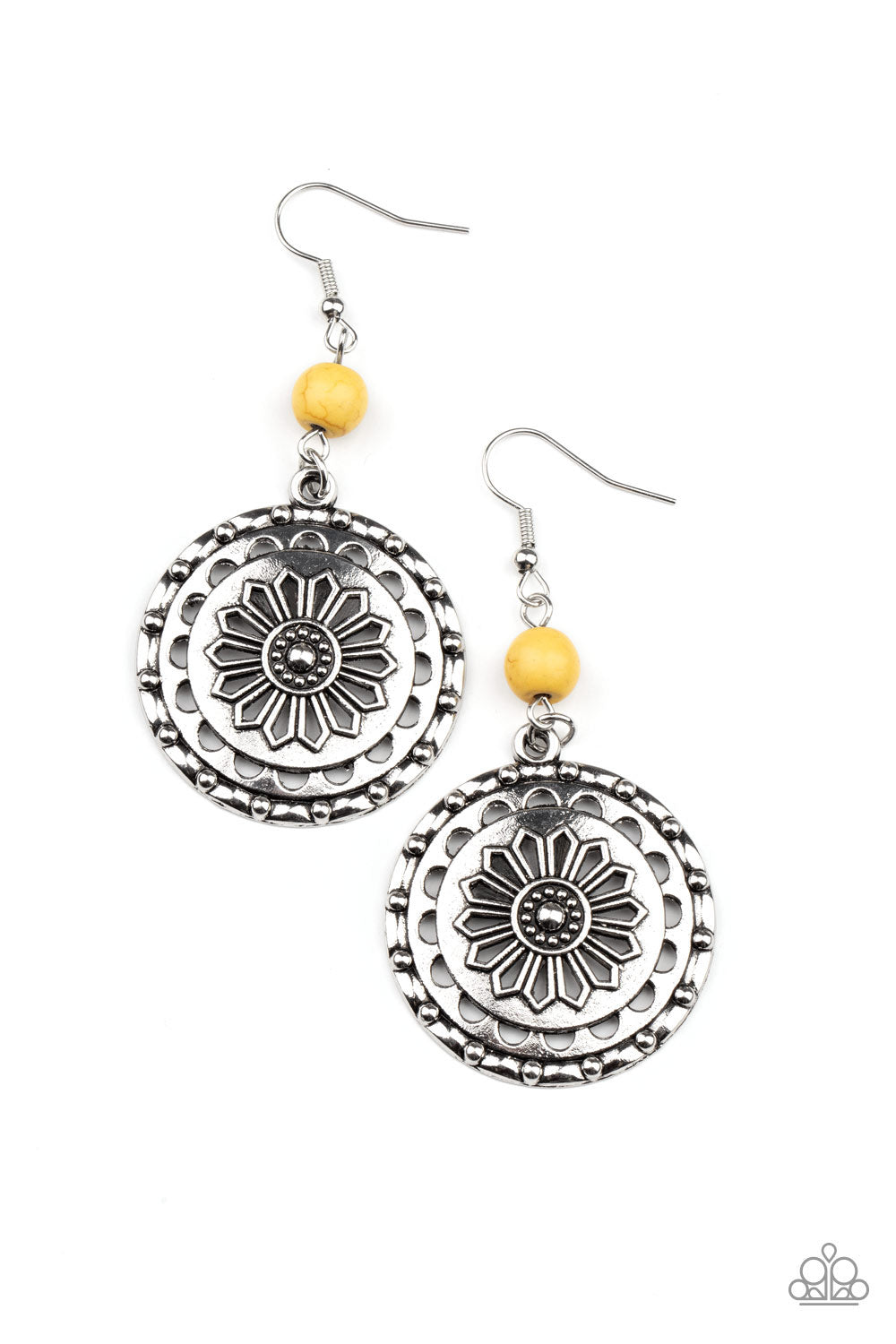 Flowering Frontiers - yellow - Paparazzi earrings