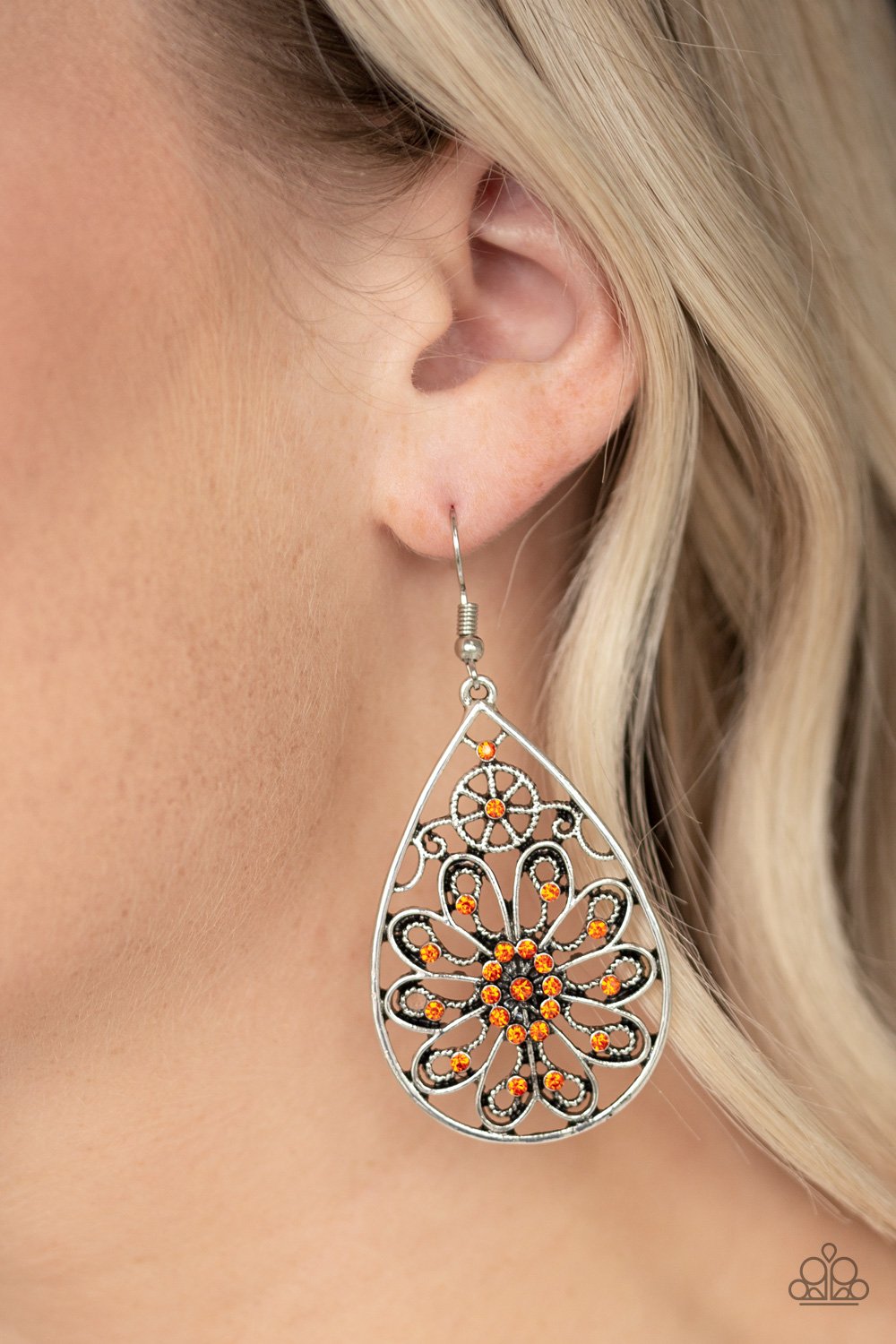Flowering Finery-orange-Paparazzi earrings