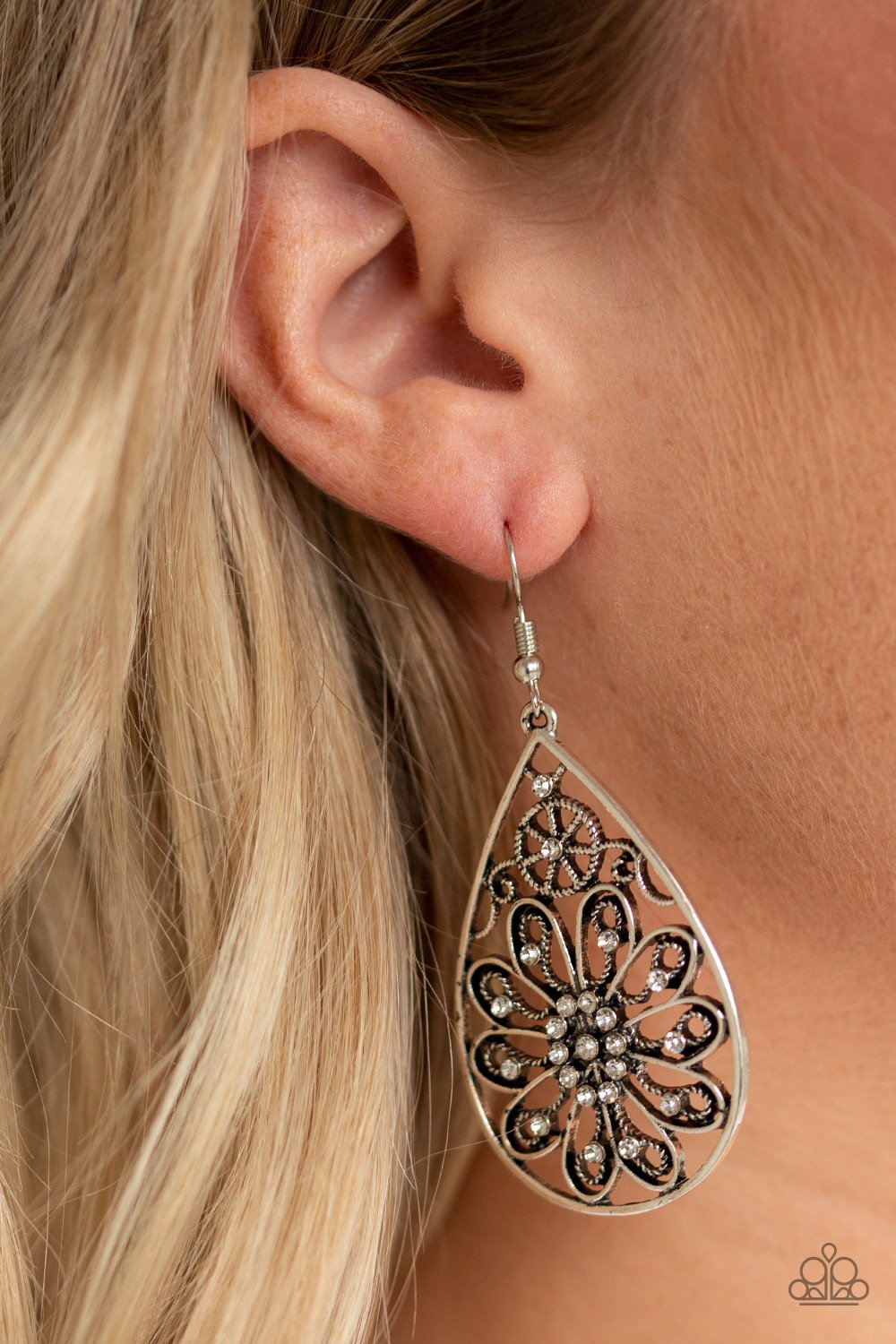 Flowering Finery - white - Paparazzi earrings