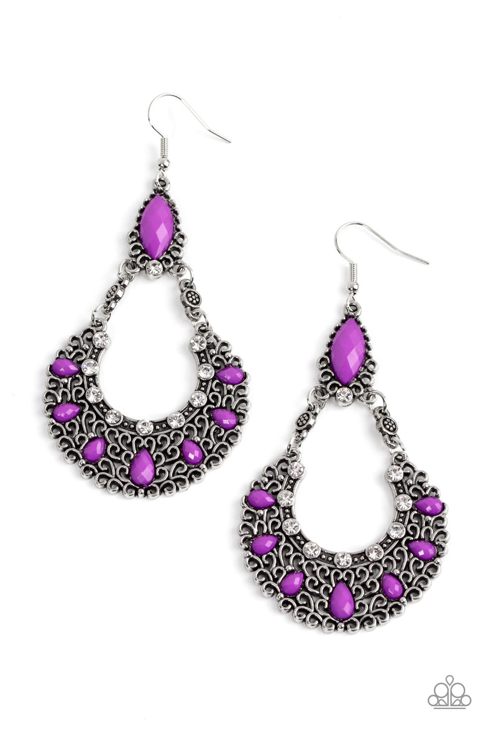 Fluent in Florals - purple - Paparazzi earrings