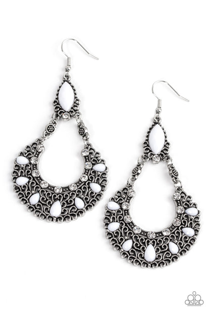 Fluent in Florals - white - Paparazzi earrings