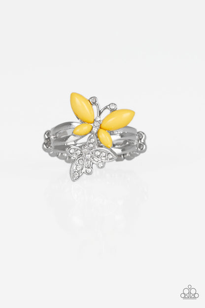 Flutter Flirt - yellow - Paparazzi ring