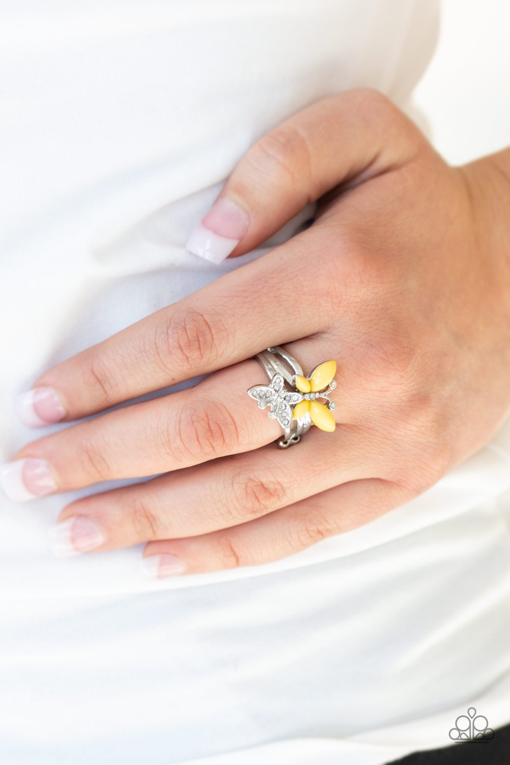 Flutter Flirt-yellow-Paparazzi ring