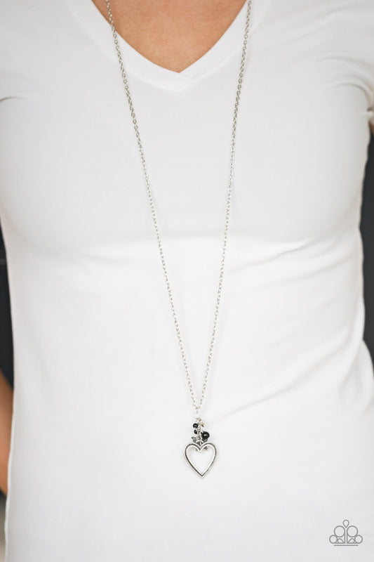 Fluttering Hearts - black - Paparazzi necklace