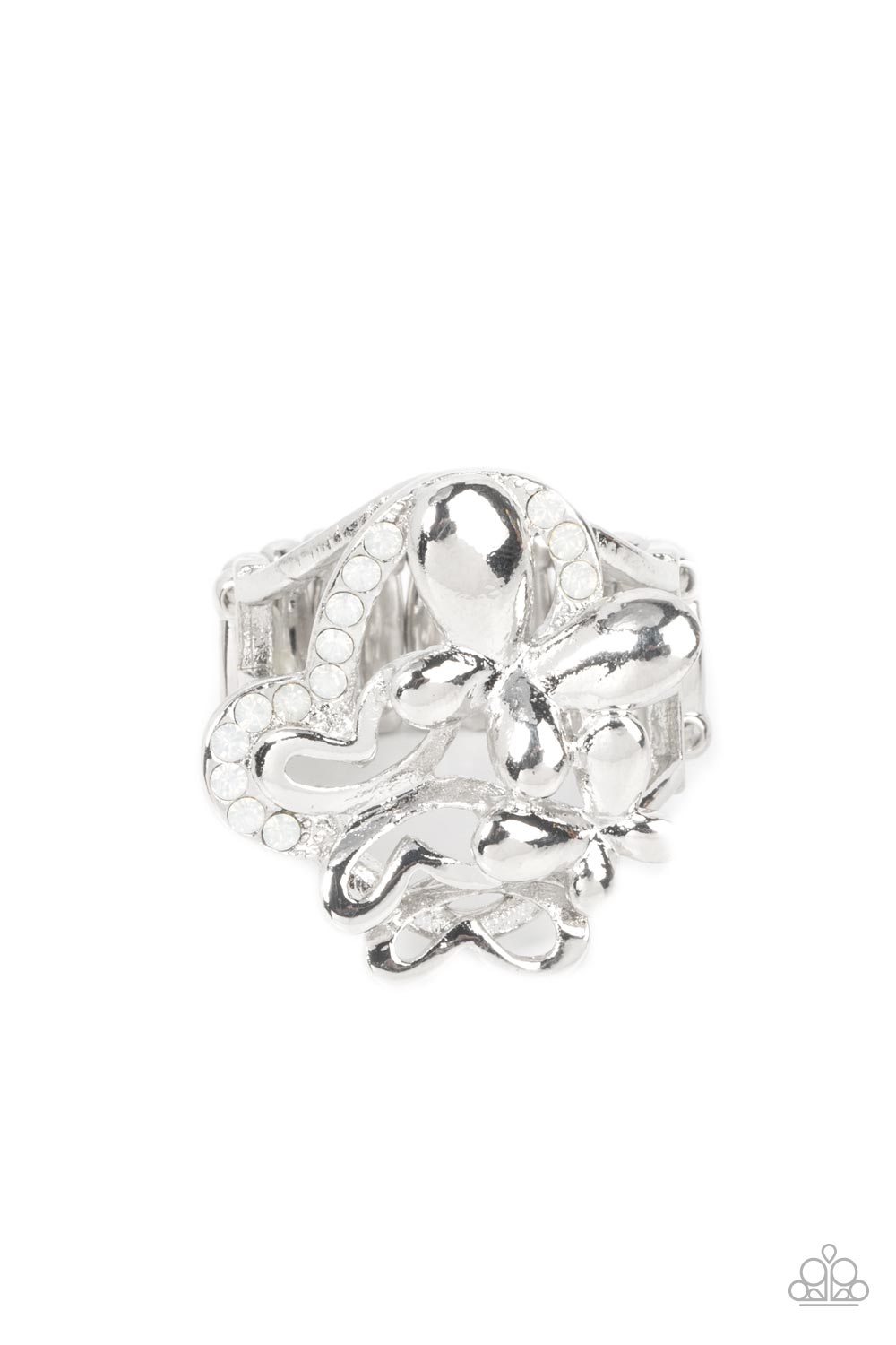 Fluttering Flashback - white - Paparazzi ring