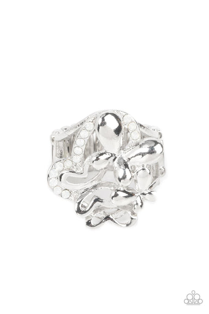 Fluttering Flashback - white - Paparazzi ring