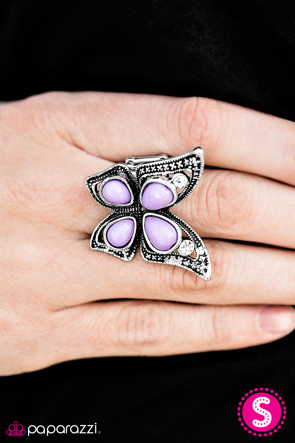 Fly As A Butterfly - Purple - Paparazzi ring