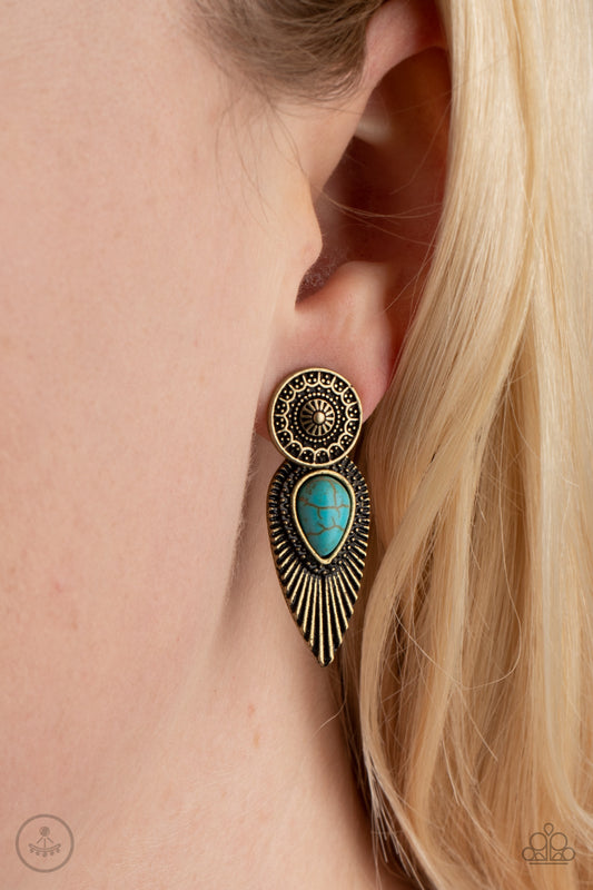 Fly Into the Sun - brass - Paparazzi earrings