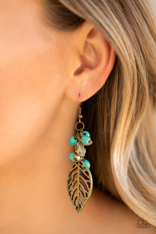 Forest Frontier - brass - Paparazzi earrings