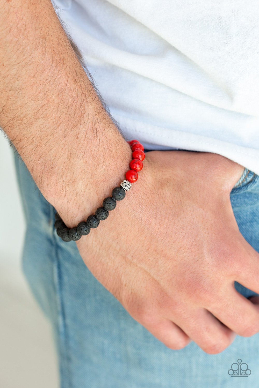 Fortune-red-Paparazzi MENS bracelet