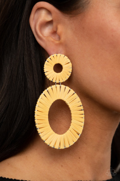 Foxy Flamenco - yellow - Paparazzi earrings