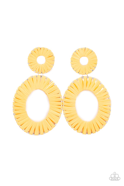 Foxy Flamenco - yellow - Paparazzi earrings