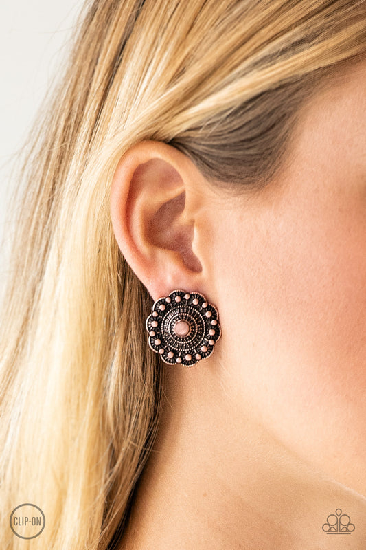 Foxy Flower Gardens - copper - Paparazzi CLIP ON earrings