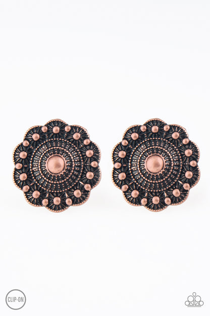 Foxy Flower Gardens - copper - Paparazzi CLIP ON earrings