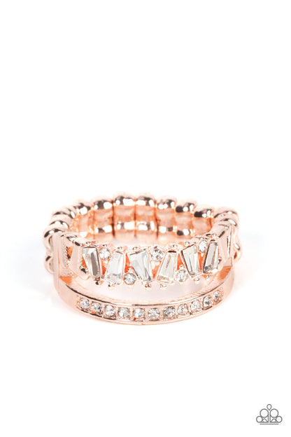 Fractal Fascination - rose gold - Paparazzi ring