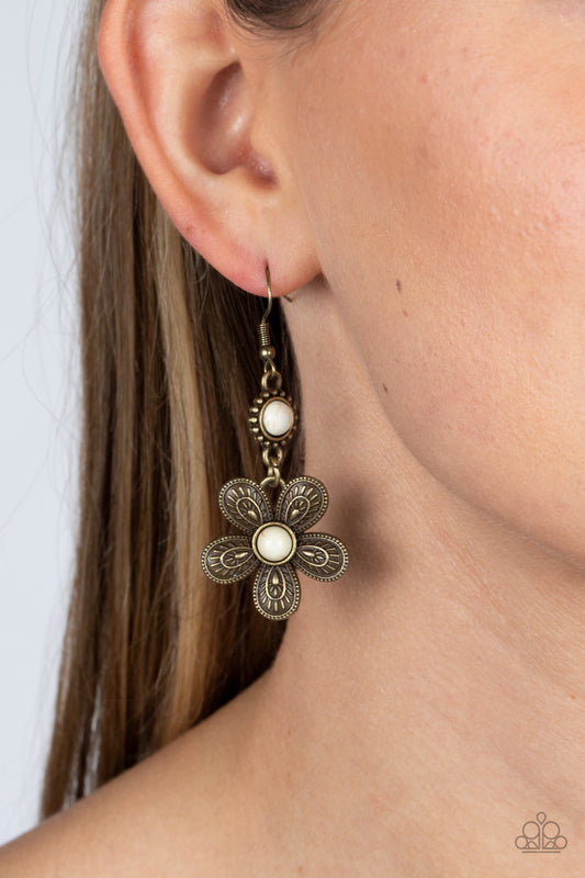 Free-Spirited Flourish - brass - Paparazzi earrings