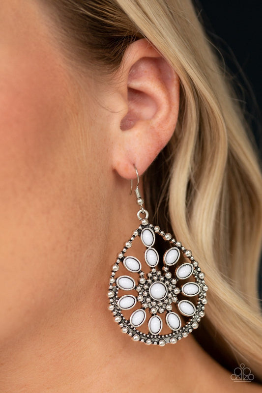 Free to Roam-white-Paparazzi earrings