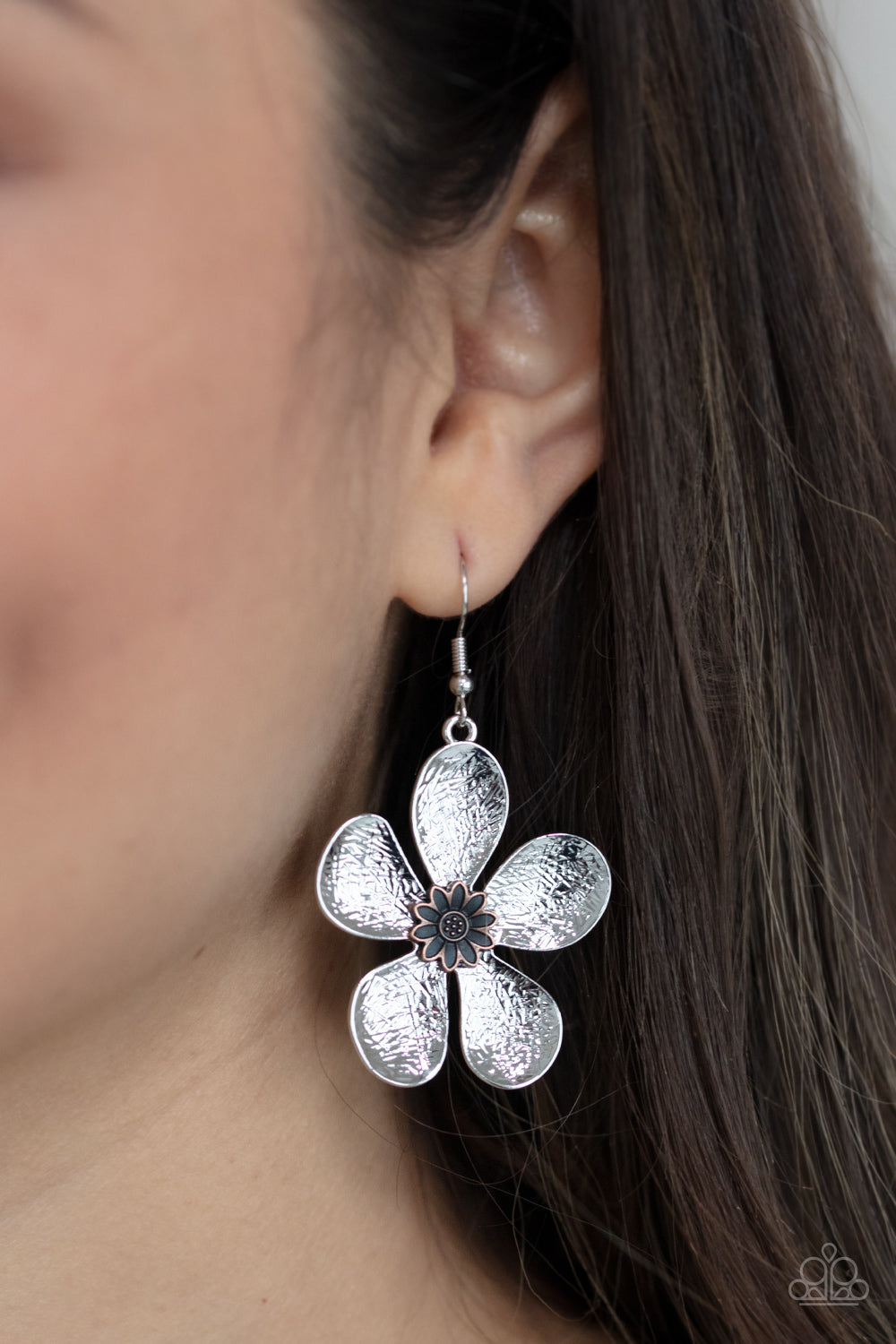 Fresh Florals - silver - Paparazzi earrings