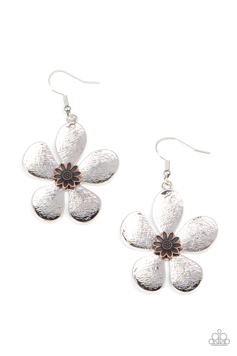 Fresh Florals - silver - Paparazzi earrings