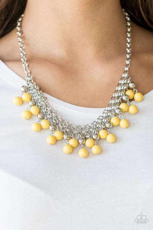 Friday Night Fringe - yellow - Paparazzi necklace