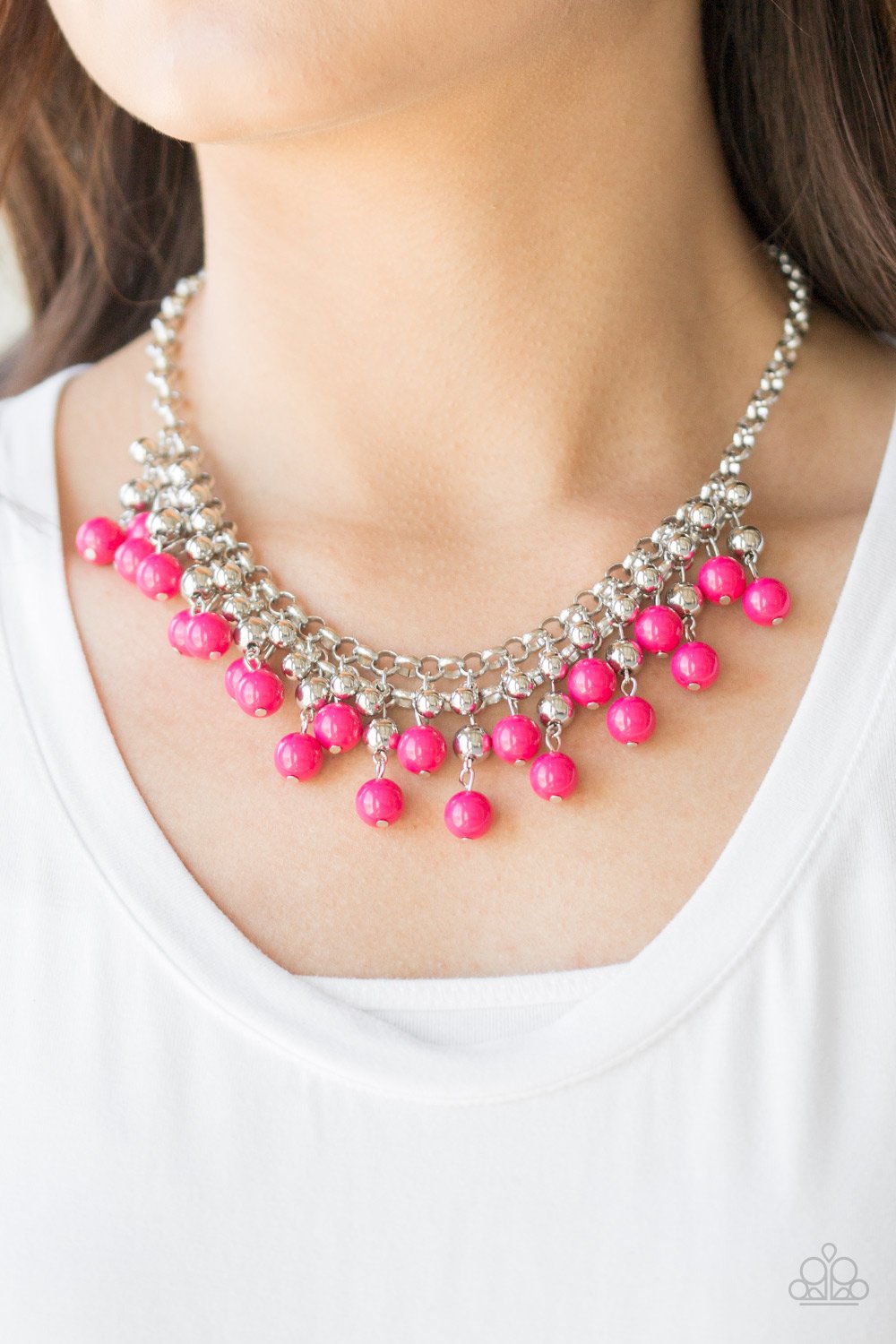 Friday Night Fringe - pink - Paparazzi necklace