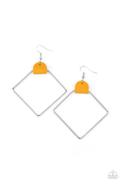Friends of a LEATHER - yellow - Paparazzi earrings