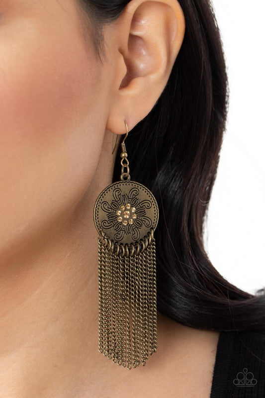 Fringe Control - brass - Paparazzi earrings