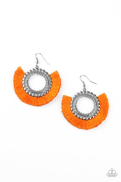 Fringe Fanatic - orange - Paparazzi earrings