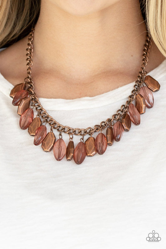 Fringe Fabulous - copper - Paparazzi necklace