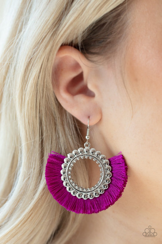 Fringe Fanatic-purple-Paparazzi earrings