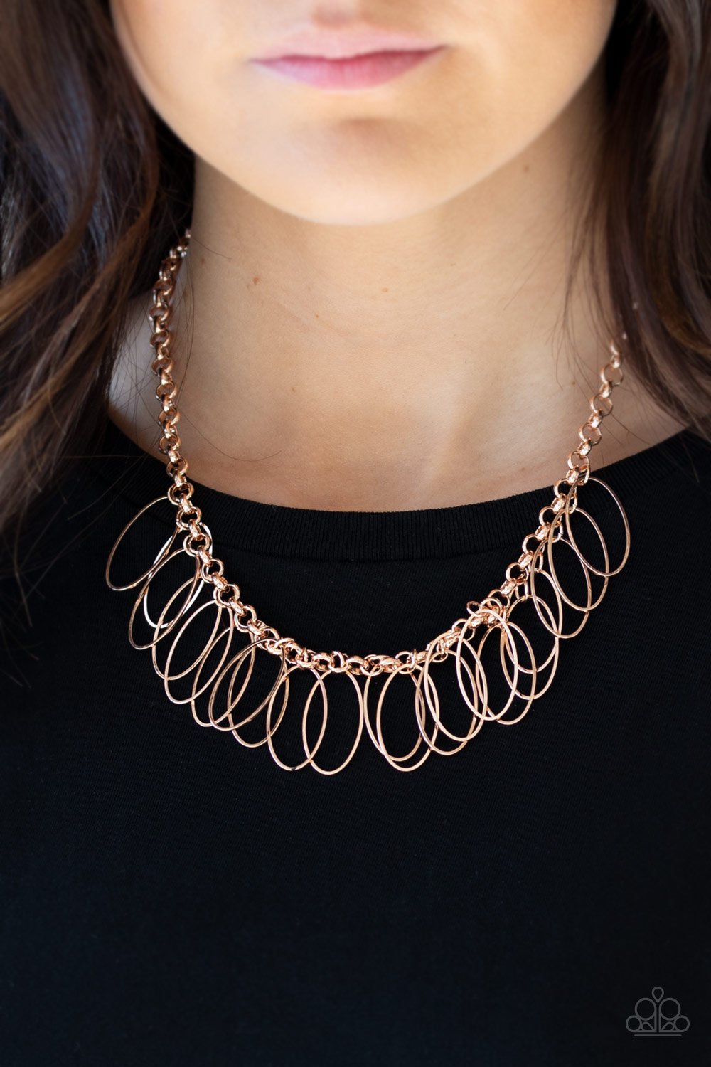 Fringe Finale-rose gold-Paparazzi necklace
