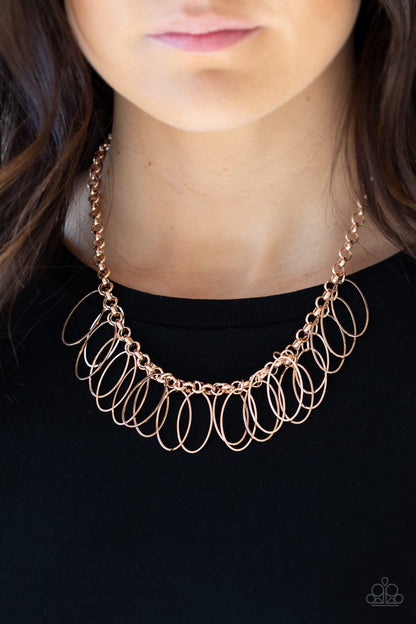 Fringe Finale-rose gold-Paparazzi necklace